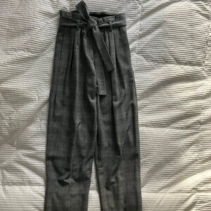 BCBGMAXAZRIA Paperbag High-waisted Tie-front plaid Trousers